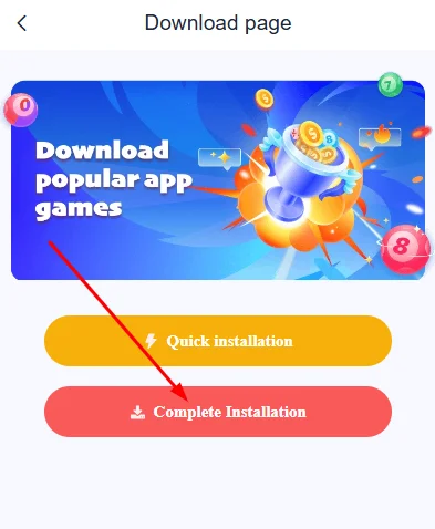 click the complete installation option